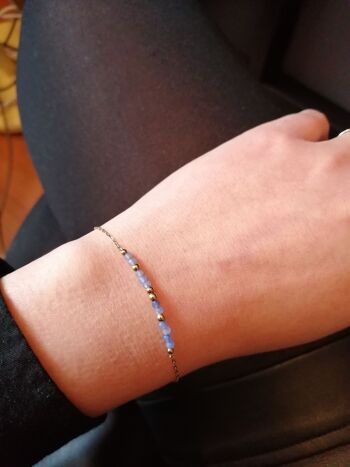 Bracelet en Acier Inoxydable Doré avec Perles d'Aventurine Bleue 2