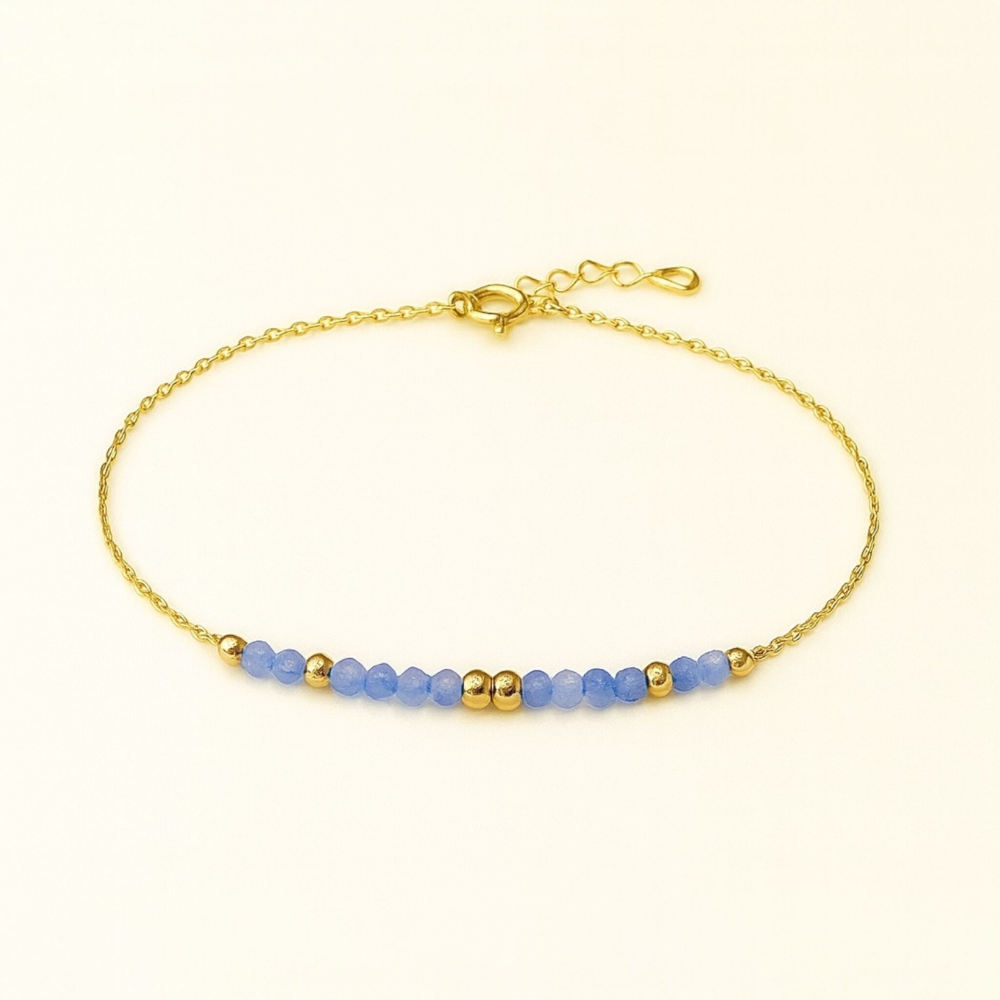 Bracciale in acciaio inossidabile dorato con perline di avventurina blu