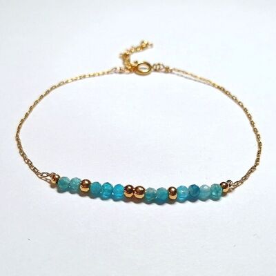 Gold Stainless Steel Bracelet with Apatite Beads