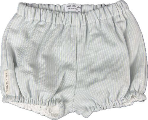 Blue striped twill shorts/diaper cover