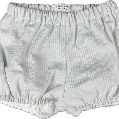 Blue striped twill shorts/diaper cover