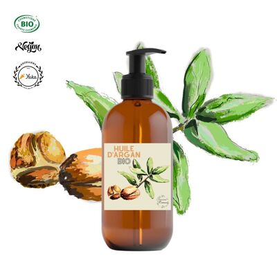 Olio di Argan Biologico - Formato Cabina 250 ML - Certificato Bio Cosmos - Vegan - 100% puro e Biologico