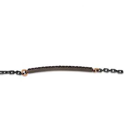 Bracelet  with barretta made in titanium, 19 black diamonds , red gold 9kt and 18 kt.-