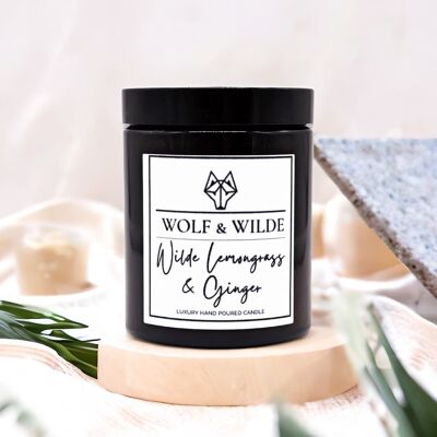 Bougie parfumée d'aromathérapie de luxe à la citronnelle et au gingembre Wilde