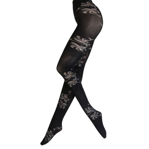 VITTORIA black sparkling floral tights