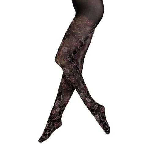 CARMEN tights with a romantic floral pattern size S/M