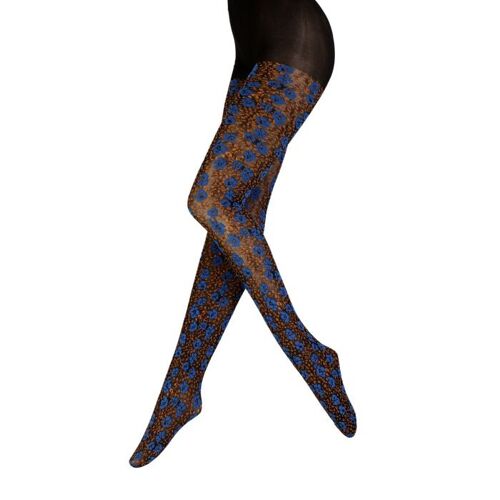 GIA tights with a blue floral pattern size S/M