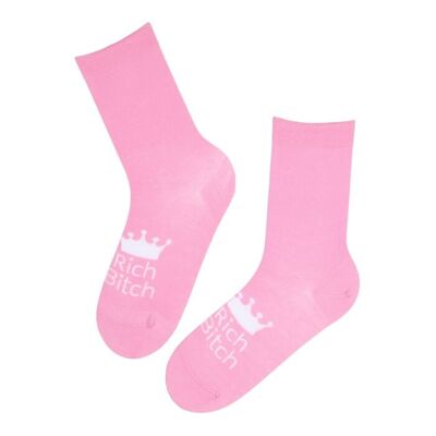 RICH BITCH calzini rosa in cotone da donna TAGLIA 6-9