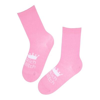 RICH BITCH rosa Baumwollsocken für Damen GRÖSSE 6-9