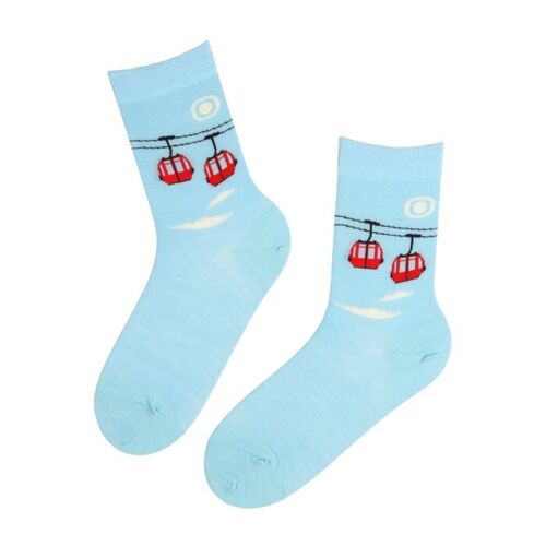 SKI CABIN light blue merino wool socks