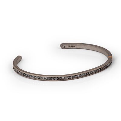 Bracelet rigido da  made in titanium, red gold 18 kt and 90 black diamonds .-l