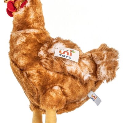 Gallina marrón con huevo - 34 cm (alto) - Palabras clave: granja, gallo, pollo, pollito, peluche, peluche, peluche, peluche
