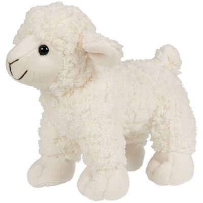 Cordero blanco - 19 cm (largo) - Palabras clave: granja, oveja, peluche, peluche, animal de peluche, peluche