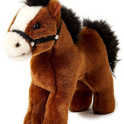 Horse, standing, brown (without saddle) - 23 cm (length) - Keywords: farm, plush, plush toy, stuffed animal, cuddly toy