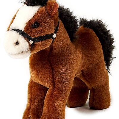 Caballo, de pie, marrón (sin silla) - 23 cm (largo) - Palabras clave: granja, peluche, peluche, peluche, peluche