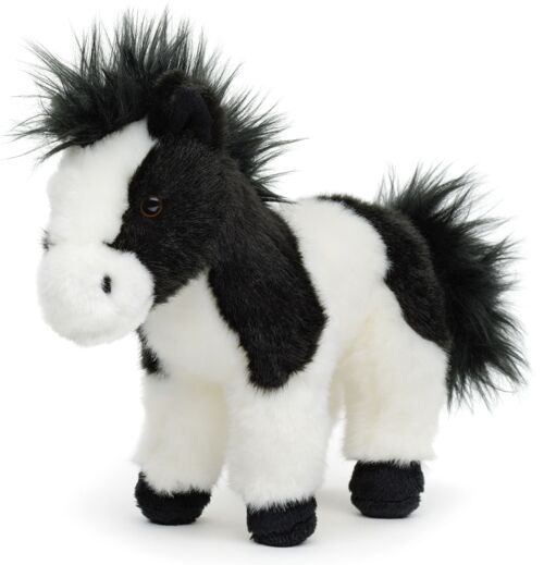 Pferd schwarz-weiß, stehend - 19 cm (Höhe) - Keywords: Bauernhof, Plüsch, Plüschtier, Stofftier, Kuscheltier