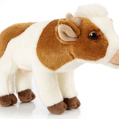 Mucca con voce muggita, in piedi - 29 cm (lunghezza) - Parole chiave: fattoria, bestiame, peluche, peluche, animale di peluche, peluche