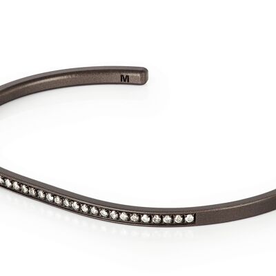 Bracelet collection minimal rigido made in titanium,red gold and 31 white diamonds.-s