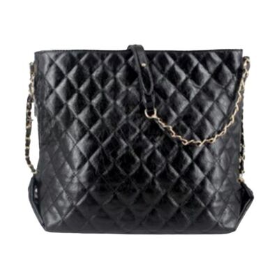 Quilted tote bag with chains