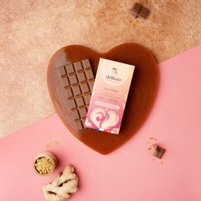 APHRODISIAQUE chocolate - pieces of caramel and ginger - Enriched with Liboost®, Maca, Zinc.