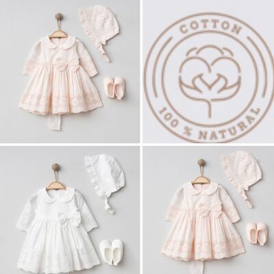 Ensemble de robe Abby en tissu pétoncle 100% coton pour fille, lot de deux tailles, pour journée spéciale