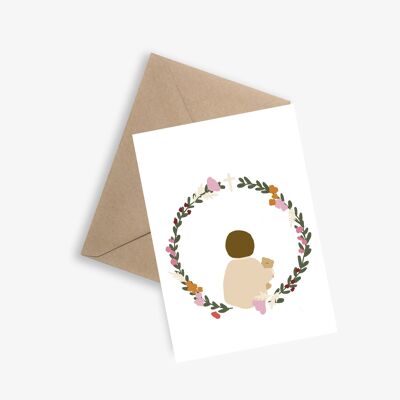 Flowery Baptism - Simple Ceremony Card