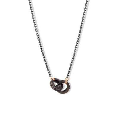 2 barrels chain made in titanium, black diamonds  , red gold 18 kt and chain.-