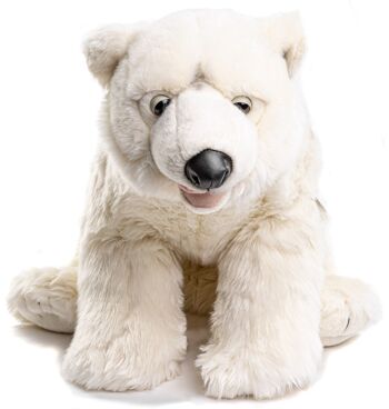 Grand ours polaire, couché - 61 cm (longueur) - Mots clés : Animal sauvage exotique, ours, ours polaire, peluche, peluche, peluche, peluche 3