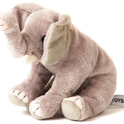 Elefante sentado - 14 cm (altura) - Palabras clave: animal salvaje exótico, peluche, peluche, peluche, peluche