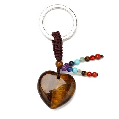 Keychain heart tiger eye