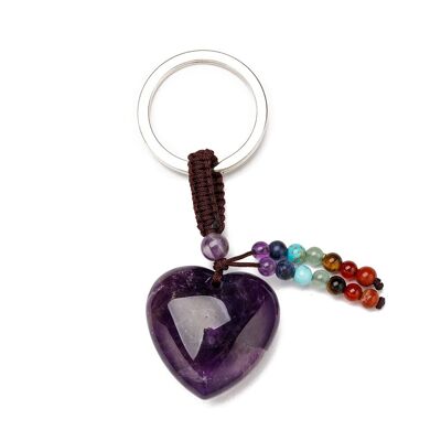 Keychain heart amethyst