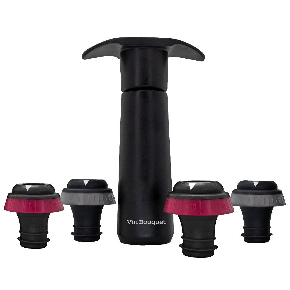 Manuelle Vakuumpumpe mit akustischer Anzeige, inklusive 4 Stopfen mit Datumsanzeige