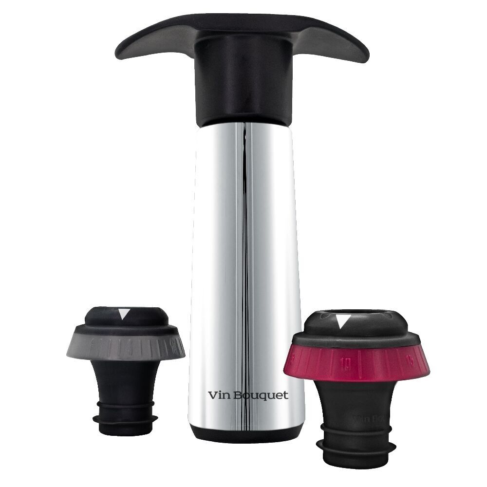 Metallfarbene manuelle Vakuumpumpe mit Tonanzeige, inklusive 2 Steckern mit Datumsanzeige