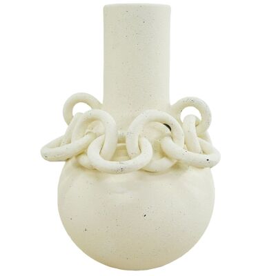 CERAMIC VASE 22X20X30 WHITE CHAIN ​​JR212876