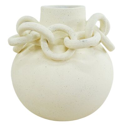 CERAMIC VASE 22X22X22 WHITE CHAIN ​​JR212877