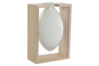 VASE BOIS VERRE 17X12X25 AVEC SUPPORT NATUREL JR213175 1