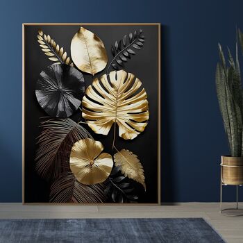 Affiches fleurs abstraites dorées - Poster pour décoration d'intérieur 3