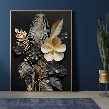 Affiches fleurs abstraites dorées - Poster pour décoration d'intérieur 5