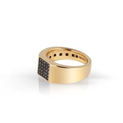 Ring gold 9 kt with 25 black diamonds  .-21