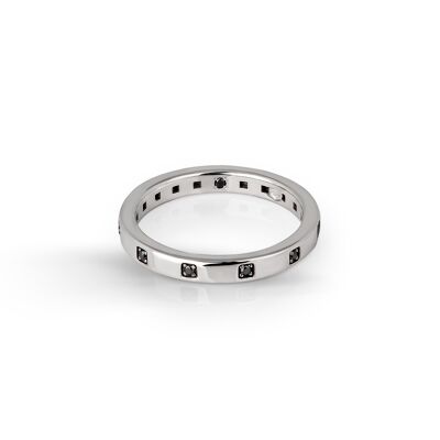 Rhodium plated 9kt white gold ring and 10 black diamonds.-23