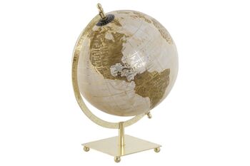 Globe terrestre en fer Pvc 20x20x29 doré DH212433 1