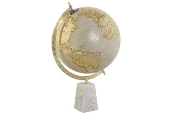 Globe terrestre en marbre PVC 25x25x40 blanc DH212430 1