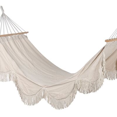 COTTON WOOD HAMMOCK 200X100X5 WHITE FRINGES MB211152