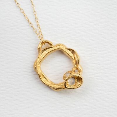 Collana circolare con pietra di luna e rami d'oro - Grande