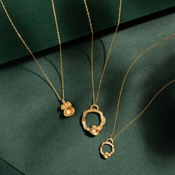 Collier Cercle Pierre de Lune et Branches d'Or - Grand 5