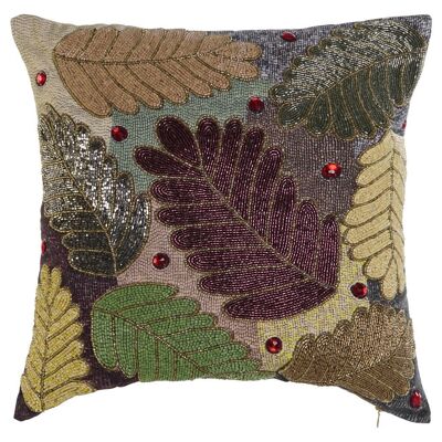 HOUSSE DE COUSSIN COTON 50X1X50 FEUILLES MULTICOLORE TX201763