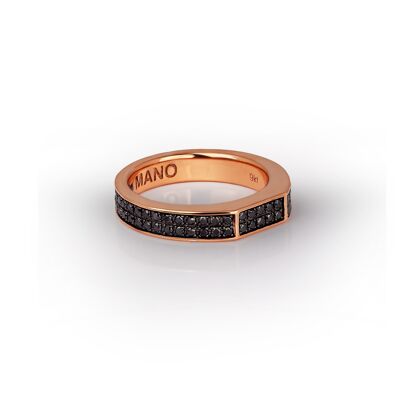 Ring made in red gold 9 kt and 90 black diamonds.-21