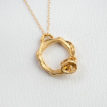 Collier Cercle Citrine et Branches d'Or - Grand 1