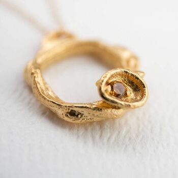 Collier Cercle Citrine et Branches d'Or - Grand 3