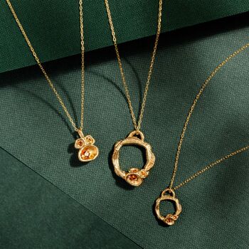 Collier Cercle Citrine et Branches d'Or - Grand 5